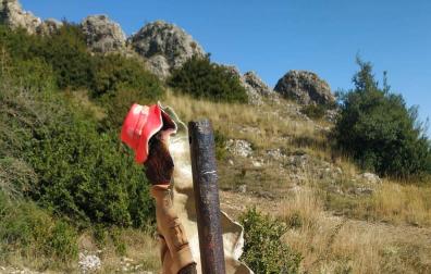 Destrozan la estatua del cocodrilo que apareció en Montejurra