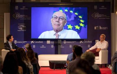 El expresidente del Consejo Europeo y exprimer ministro de Bélgica, Herman Van Rompuy, en su intervención telemática de este miércoles.