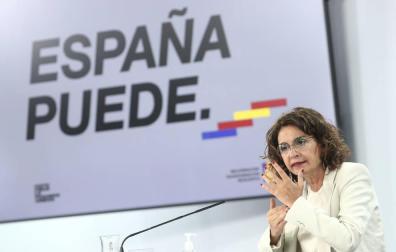 La ministra portavoz y de Hacienda, María Jesús Montero, en la rueda de prensa posterior al Consejo de Ministros
