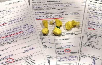 Algunos de los boletines de denuncia impuestos durante el estado de alarma en Navarra.