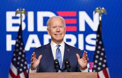 Biden, durante su intervención este viernes por la noche en Wilmington.