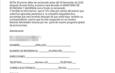 Uno de los correos electrónicos enviados.