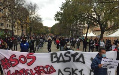 Manifestación del sector hostelero en Pamplona.