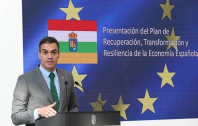 Sánchez presenta el Plan de Recuperación, Transformación y Resiliencia de la Economía Española en Agoncillo (La Rioja).