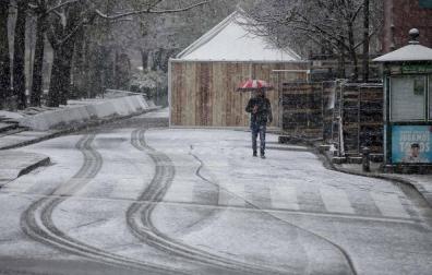 Municipios del Pirineo navarro amanecen con la primera nevada de la temporada y, en Pamplona, la nieve ha comenzado a caer con intensidad a mediodía