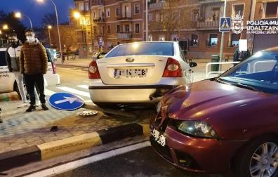 Accidente entre dos coches en Pamplona, el pasado fin de semana