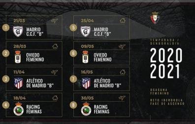 El filial del Real Madrid, primer rival para Osasuna Femenino