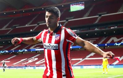 Luis Suárez, en el encuentro ante el Salzburgo en el Wanda.