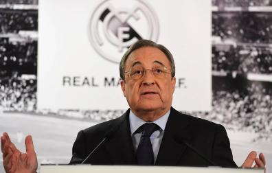 Florentino Pérez, ante los medios.