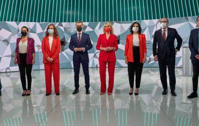 Participantes en el debate electoral en Telemadrid con los candidatos a las elecciones a la Asamblea de Madrid
