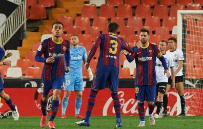Messi celebra su gol ante el Valencia