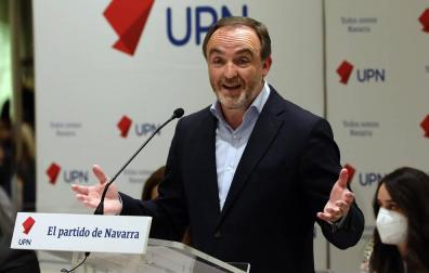 El presidente de UPN, Javier Esparza, durante su intervención al inicio del Consejo Político.