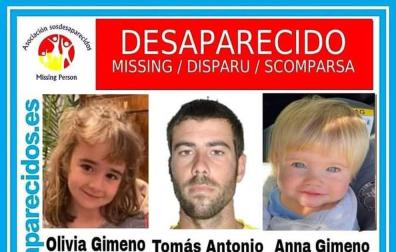 Cartel facilitado este miércoles por la organización SOS Desaparecidos para buscar al padre y las dos niñas.