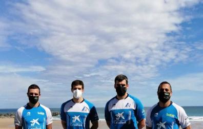 Agirre, Zabaleta, Ezkurdia y Bengoetxea, en la presentación del Campeonato Manomanista 2021