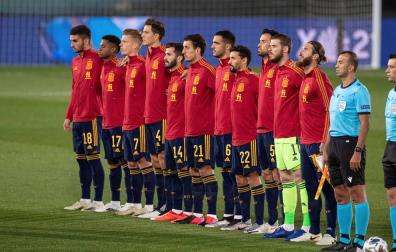 Foto del once inicial de la selección española de fútbol en el partido de la Liga de Naciones ante Suiza.