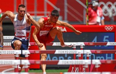 Asier Martínez,en la final de los 110 m vallas masculino de los Juegos Olímpicos de Tokio 2020