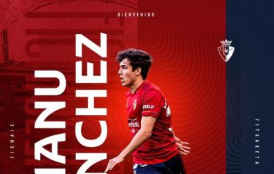 Imagen de Manu Sánchez facilitada por Osasuna para anunciar el regreso de Manu Sánchez