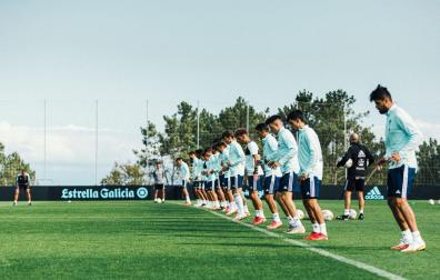 Jugadores del Celta durante un entrenamiento