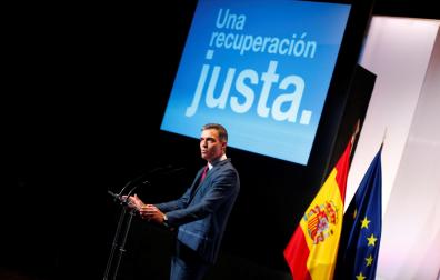 El presidente del Gobierno, Pedro Sánchez, durante la presentación de los planes del Ejecutivo para el nuevo curso político