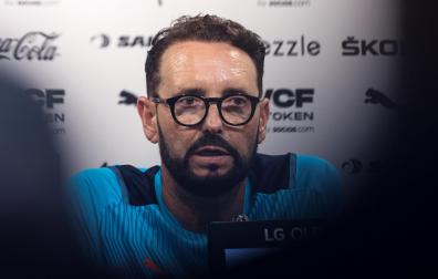 Bordalás, en la sala de prensa del Valencia