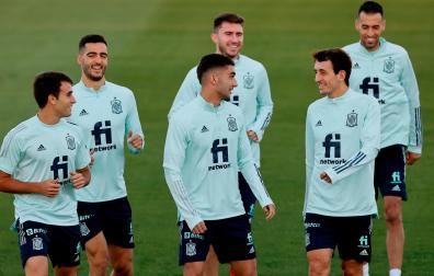 Entrenamiento previo de la selección española antes de medirse a Italia
