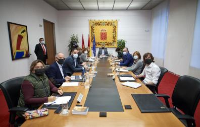 Los portavoces durante la Mesa del Parlamento de Navarra de este miércoles, 13 de octubre