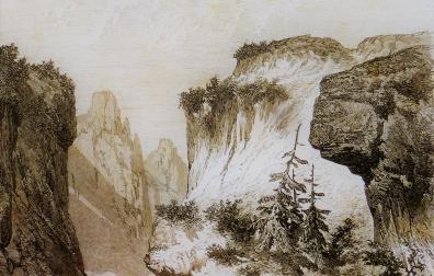 Roncesvalles. El paso de Roldán, tomado del natural por Jaime Serra