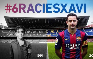 Montaje del día en el que Xavi Hernández se despidió del F.C. Barcelona
FCB
(Foto de ARCHIVO)
22/05/2015