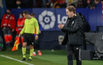 Jagoba Arrasate, en el partido contra la Real Sociedad en El Sadar