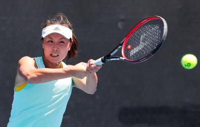 Imagen de Peng Shuai jugando el Australian Open en Melbourne Park, Melbourne, Australia en 2019