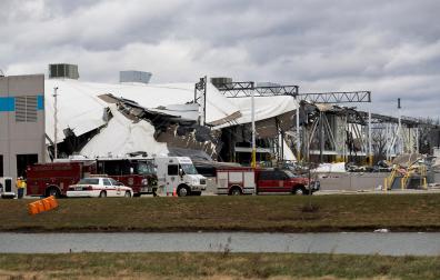 Estado en el que han quedado los almacenes de Amazon tras el paso del tornado