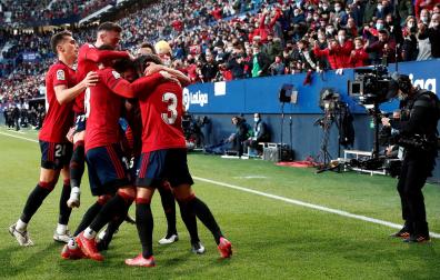 Celebración del primer gol de Osasuna