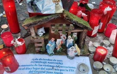El Belén por las víctimas en Pamplona, con las figuras destrozadas