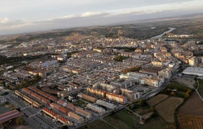 Vista aérea de Tudela, donde el Consorcio EDER tiene su sede