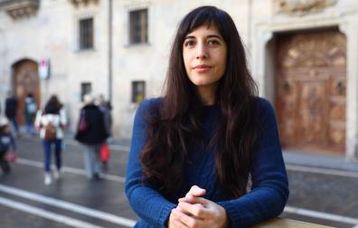 Raquel Sánchez Corcuera, este lunes en el Casco Viejo de Pamplona