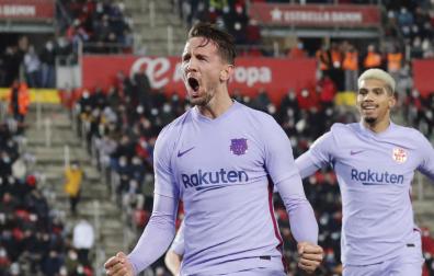 Luuk de Jong celebra con rabia el gol anotado ante el Mallorca