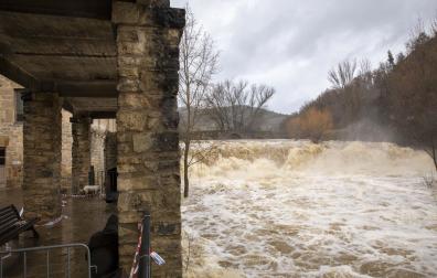Imágenes de la crecida de los ríos en la Comarca de Pamplona