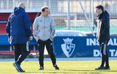 Jagoba Arrasate junto a Bittor Alkiza, en la sesión del pasado jueves
