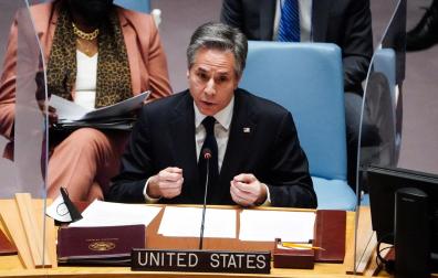 El secretario de Estado de EEUU, Antony Blinken, habla durante un encuentro del Consejo de Seguridad de Naciones Unidas sobre la situación entre Rusia y Ucrania