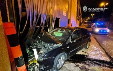 Estado en el que quedó el vehículo tras el accidente en el polígono de Landaben