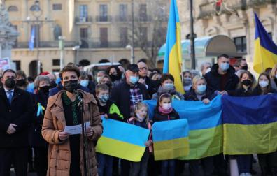 Imagen de la concentración celebrada en Pamplona contra la invasión de Ucrania