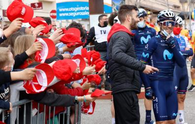 El ciclista español Alejandro Valverde del equipo Movistar Team, durante la previa de la Etapa 5