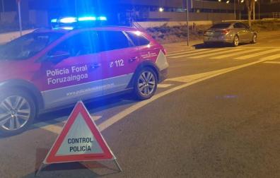 Imagen de un control de Policía Foral en Tudela