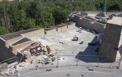 Estado actual de las obras de rehabilitación del baluarte de Parma, donde el corralillo