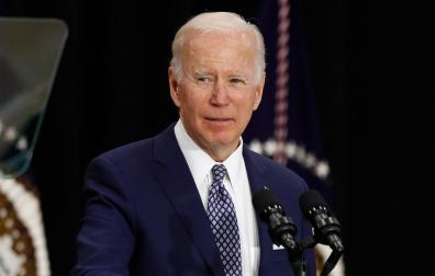 El presidente de Estados Unidos, Joe Biden, en la rueda de prensa tras visitar el supermercado de Buffalo en la que se produjo el tiroteo racista