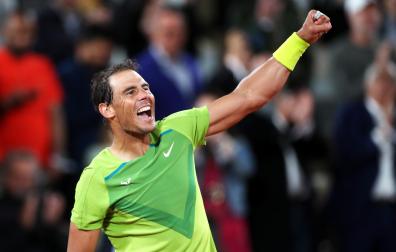 Rafa Nadal celebra la victoria ante Moutet