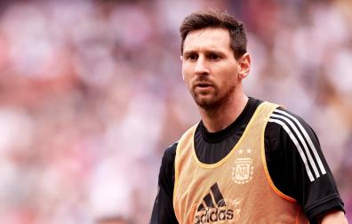 Messi durante un entrenamiento con Argentina en Bilbao