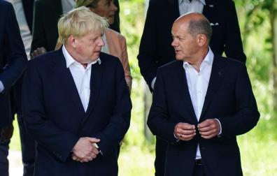 Boris Johnson y Olaf Scholz, este domingo en la cumbre del G7