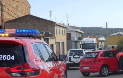 Vehículo que chocó contra un muro en Fitero