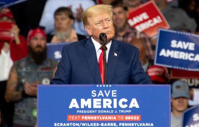 El expresidente de Estados Unidos Donald Trump, en un mitin en Pensilvania este sábado